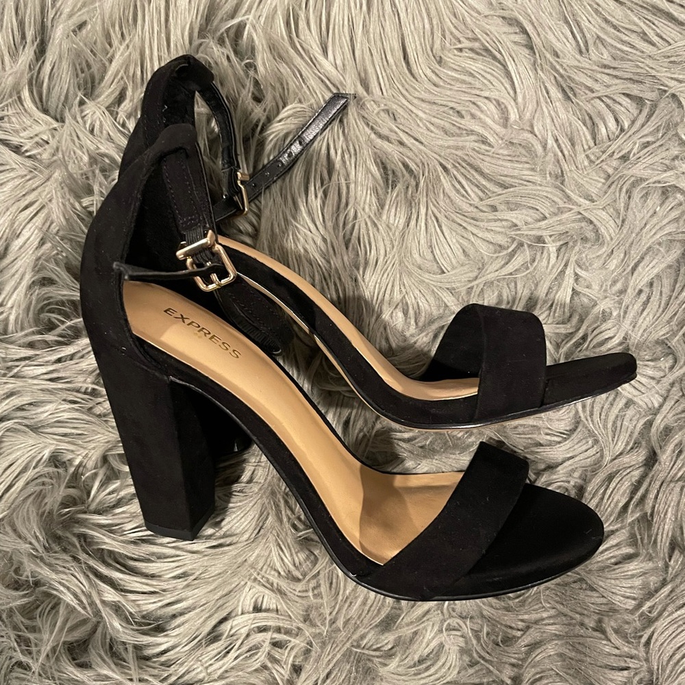 Black suede heeled sandal